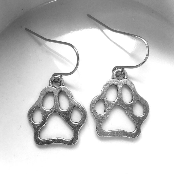 Miniature Dog Paw Cat Paw Dog Mom Dog Dad Dog Lovers Gift Charm Earrings - Picture 1 of 2